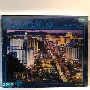 2000 piece jigsaw puzzles buffalo games sealed Vegas Baby Travel Puzzle NIB